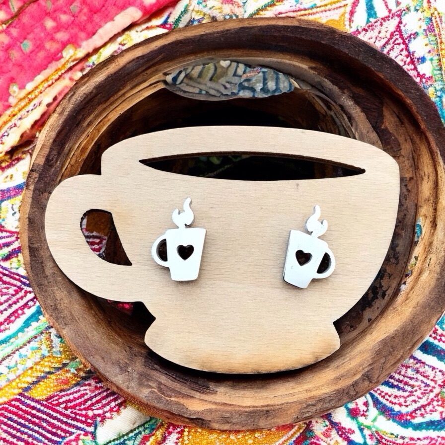 Hot Coffee Stud Earrings Stainless Steel